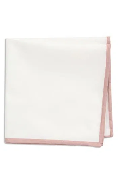 Construct Pipe Trim Cotton Pocket Square In White