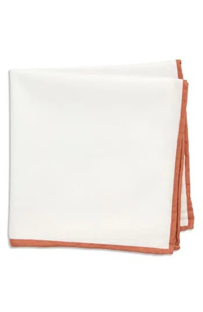 Construct Pipe Trim Cotton Pocket Square In White