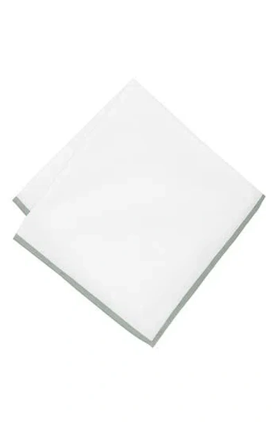 Construct Pipe Trim Cotton Pocket Square In White