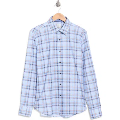 Construct Plaid Seersucker Button Up Shirt In Blue