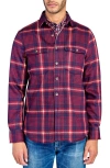 Construct Plaid Shirt Jacket In Burgundy