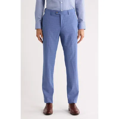 Construct Plaid Suit Pants In Blue