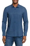 Construct Plaid Woven Long Sleeve Basic In Blue