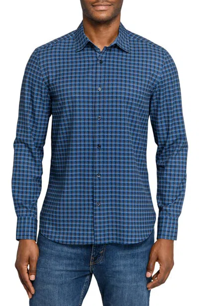 Construct Plaid Woven Long Sleeve Basic In Blue