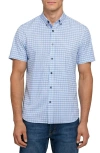 Construct Plaid Woven Short Sleeve Basic In Blue