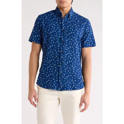 Construct Sailboat Seersucker Button-down Shirt In Blue