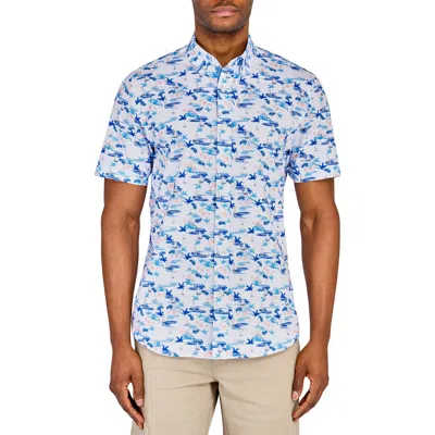 CONSTRUCT CONSTRUCT SLIM FIT SAILBOAT RECYCLED 4-WAY STRETCH PERFORMANCE SHORT SLEEVE SHIRT
