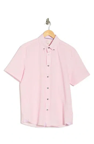 Construct Seersucker Short Sleeve Button-up Shirt In Pink