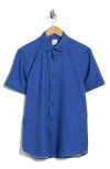 Construct Short Sleeve Woven Shirt In Blue