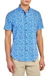 Construct Slim Fit 4-way Stretch Short Sleeve Button-up Shirt In Blue