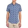 Construct Slim Fit 4-way Stretch Short Sleeve Button-up Shirt In Blue