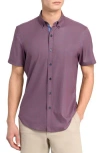 Construct Slim Fit 4-way Stretch Short Sleeve Button-up Shirt In Purple