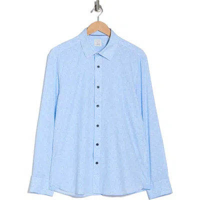 Construct Slim Fit Abstract Floral Stretch Button-up Shirt In Blue