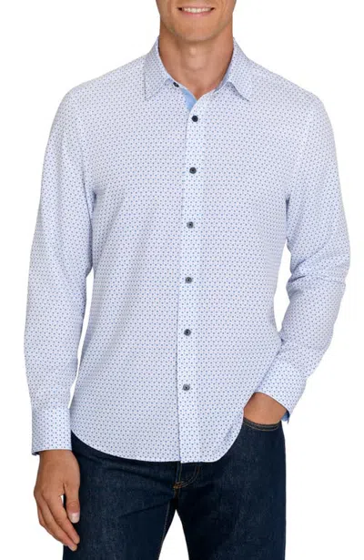 Construct Slim Fit Bluebell Scatter Performance Stretch Long Sleeve Shirt