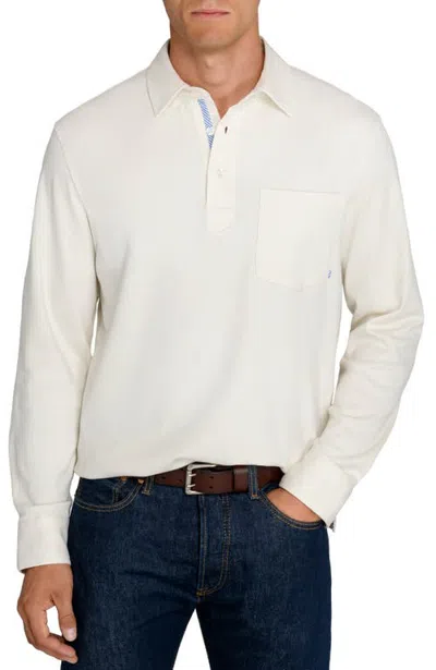 Construct Slim Fit Cambridge Cotton Interlock Long Sleeve Polo In Neutral