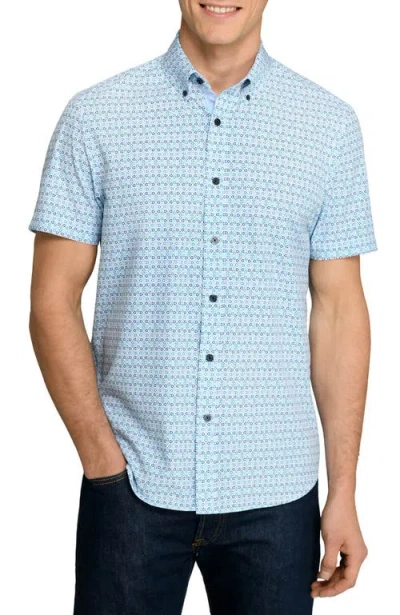 Construct Slim Fit Circle Geo Performance Short Sleeve Shirt In Blue