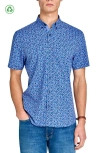 Construct Clustered Floral Woven Short Sleeve Basic In Navy/pink