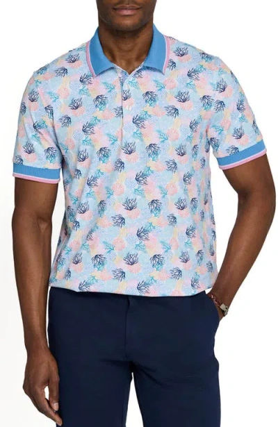 Construct Slim Fit Coral Cluster Polo Short Sleeve Shirt In Multi