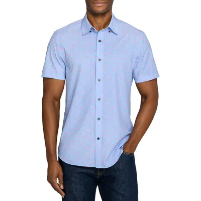 Construct Slim Fit Crustaceans Woven Short Sleeve Basic Shirt In Blue