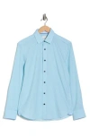 Construct Slim Fit Diamond Geometric Stretch Button-up Shirt In Blue