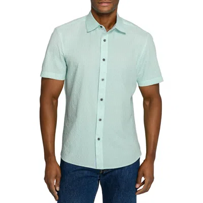 Construct Slim Fit Dot Woven Short Sleeve Seersucker In Blue
