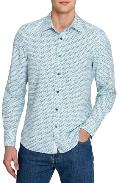 Construct Slim Fit Gem Geo Performance Long Sleeve Shirt In Blue