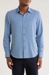 Construct Slim Fit Geo Print Stretch Button-up Shirt In Blue