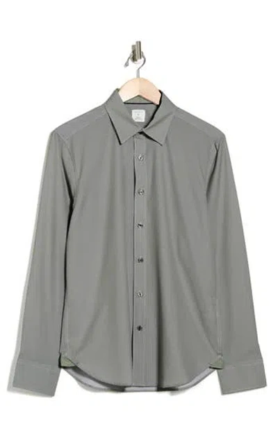 Construct Slim Fit Geometric 4-way Stretch Button-up Shirt In Gray