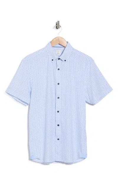Construct Slim Fit Geometric Print Short Sleeve Button-down Shirt In Multi