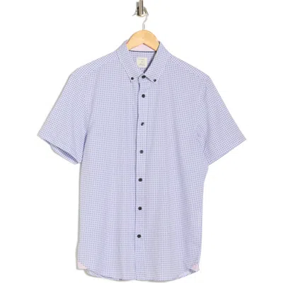 Construct Slim Fit Geometric Print Short Sleeve Button-down Shirt In Gray