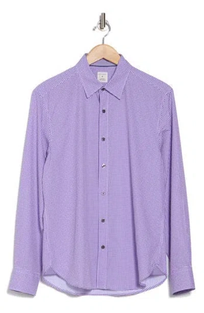 Construct Slim Fit Gingham 4-way-stretch Button-up Shirt In Lilac