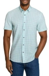 Construct Slim Fit Gingham Woven Short Sleeve Basic Shirt In Blue