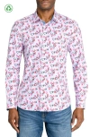 Construct Heart Motif Woven Long Sleeve Basic In Pink