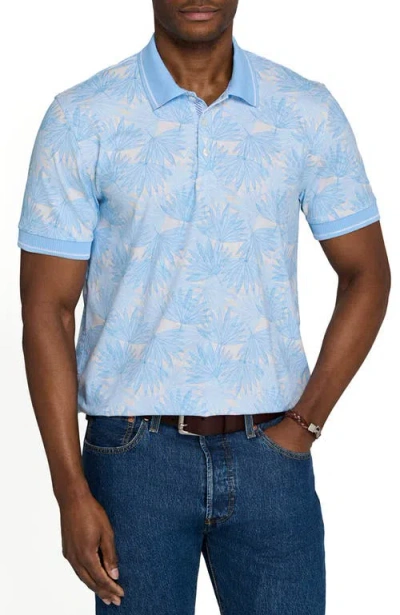 Construct Slim Fit Leaf Polo Short Sleeve Shirt In Blue