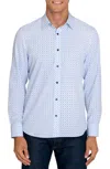 Construct Slim Fit Maritime Dot Performance Stretch Long Sleeve Shirt In Blue