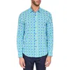 Construct Slim Fit Micro Check Print Four-way Stretch Performance Button-up Shirt In Blue