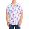 Construct Slim Fit Monstera Leaves Camp Shirt In White