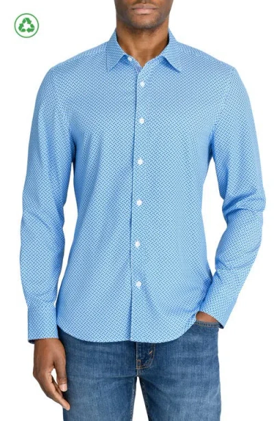 Construct Slim Fit Mosaic Dot Recycled 4-way Stretch Performance Long Sleeve Shirt