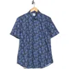 Construct Slim Fit Pine Cone Print 4-way Stretch Short Sleeve Shirt In Blue