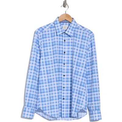 Construct Slim Fit Plaid 4-way-stretch Button-up Shirt In Blue
