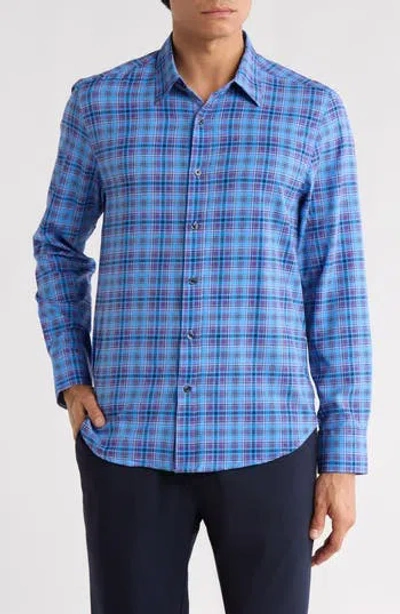 Construct Slim Fit Plaid Button-up Shirt In Blue