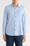 Construct Slim Fit Plaid Stretch Button-up Shirt In Blue