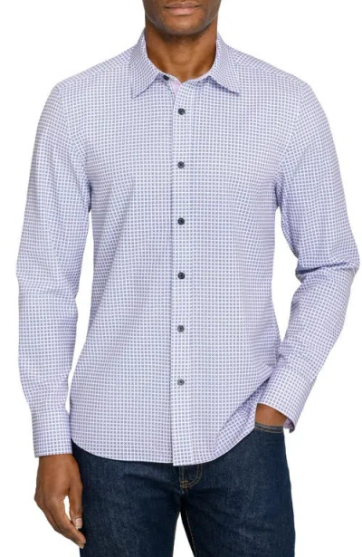 Construct Slim Fit Round Geo Woven Long Sleeve Basic Shirt In Multi