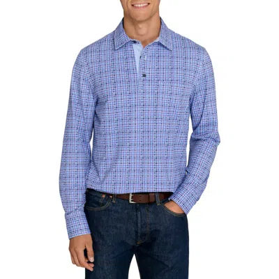 Construct Slim Fit Seabrook Plaid Pique Pullover Shirt In Blue