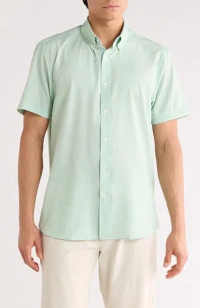 Construct Slim Fit Short Sleeve Button-down Shirt In Green
