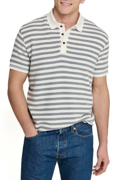 Construct Slim Fit Short Sleeve Stripe Polo In Gray