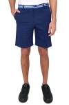 Construct Solid Flat Front Shorts In Navy