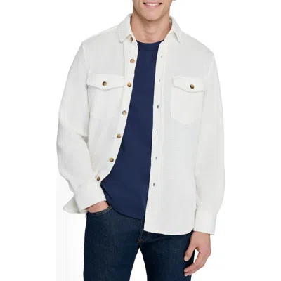 Construct Slim Fit Solid Shirt Jacket In White