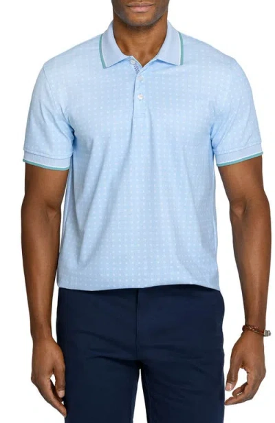 Construct Slim Fit Square Dot Short Sleeve Polo In Blue
