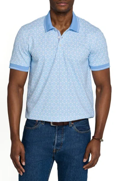 Construct Slim Fit Tennis Ball Polo Short Sleeve Shirt In Blue